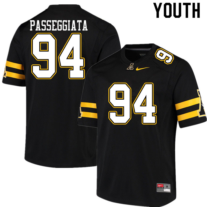 Youth #94 Stephen Passeggiata Appalachian State Mountaineers College Football Jerseys Sale-Black